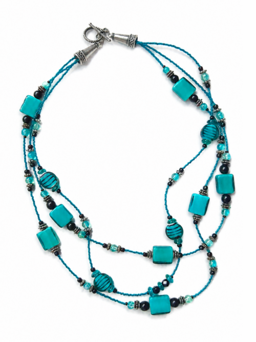 Multistrand Teal Necklace