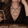Dark sun necklace on model Dark Sun Necklace