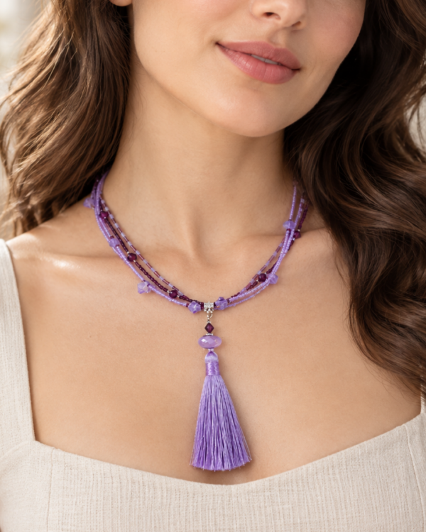Lavender Tassel Necklace